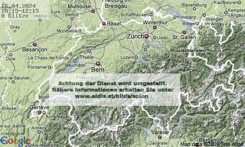 Lightning Switzerland 10:15 UTC Tue 16 Apr