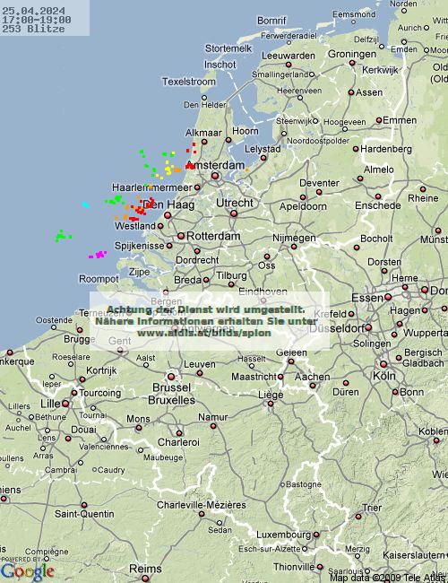 Lightning Netherlands 17:00 UTC Thu 25 Apr