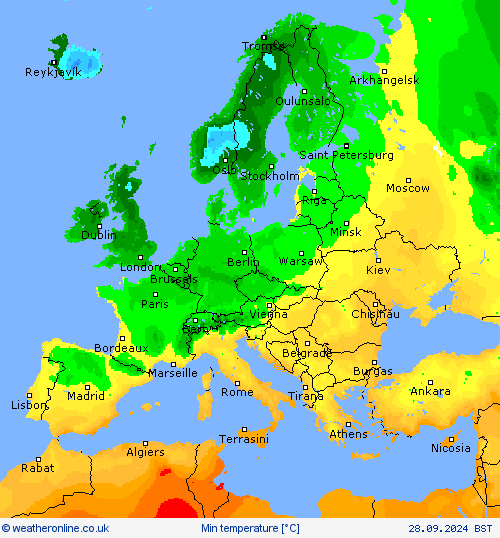 Min temperature Forecast maps