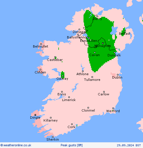 Peak gusts Forecast maps