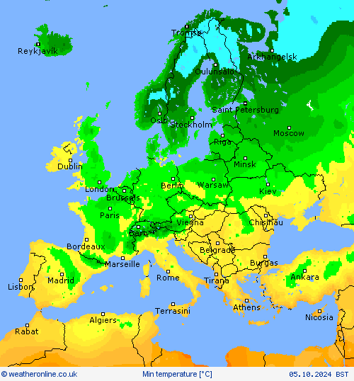 Min temperature Forecast maps