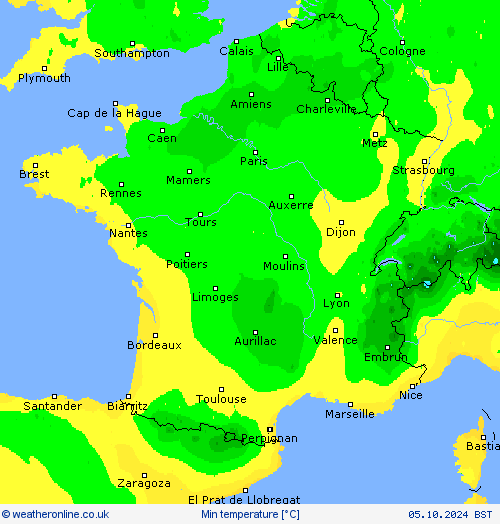 Min temperature Forecast maps