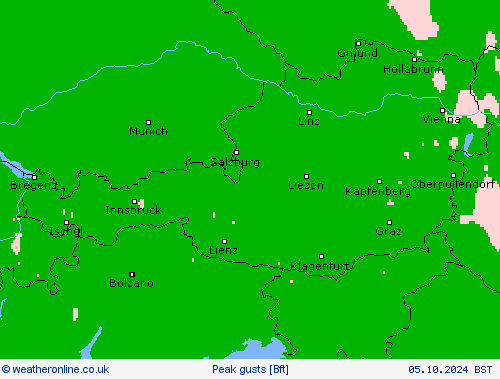 Peak gusts Forecast maps