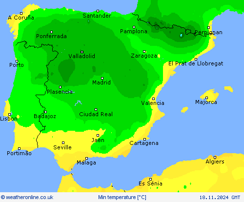 Min temperature Forecast maps